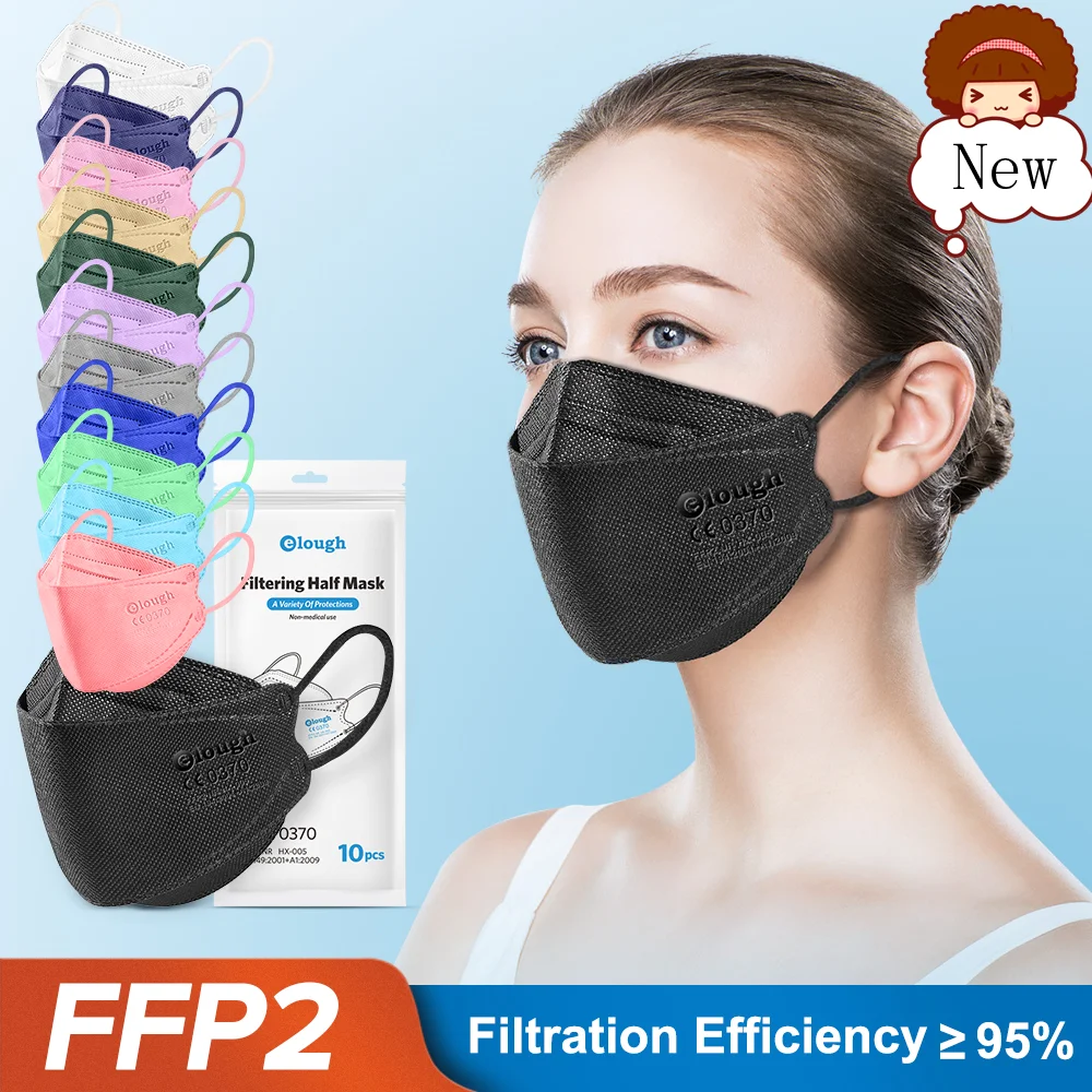 

Elough 4 Layers Reuseable masque 20-100 PCS FFP2 negra Mascarillas KN95 Fish Mask faciales mascarilla infantil fpp2 homologada