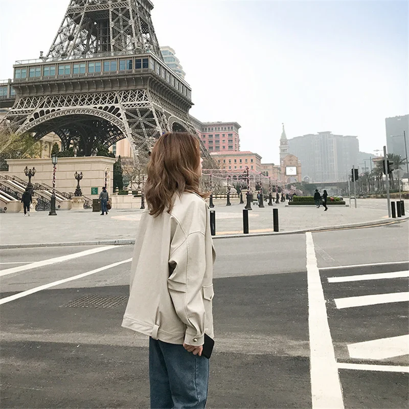 

Nanshiyser Fashion Oversized Coat Women Faux Leather Jacket Spring Autumn Loose Biker Motorcycle Jackets Female Punk Streetwear