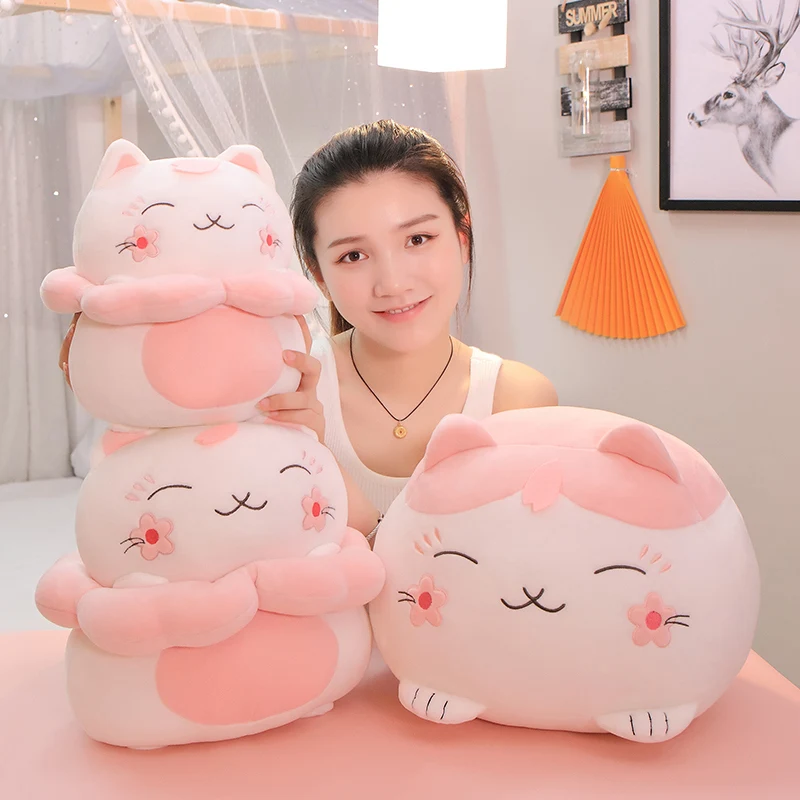 

12-35cm kawaii Cherry Blossoms Cat Plush Toy Stuffed Soft Anime Lovely Cat Coin Purse For Children Girls Birthday Christmas Gift