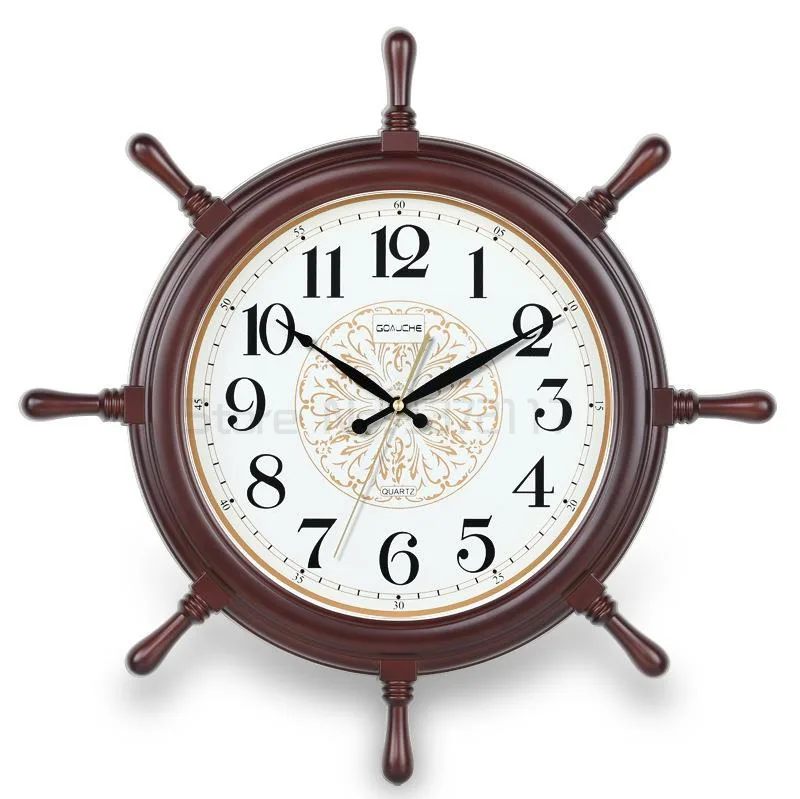 

Large Retro Wall Clock Bedroom Glass Silent Rudder Wall Clock Classic Nautical Novelty Reloj Pared Home Decoration WE50WC