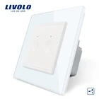 Livolo Стандартный сенсорный выключатель ЕС, 2 банды, 2 способа управления, 7 цветов, кристальная стеклянная панель, настенный светильник, 220-250 В, без логотипа