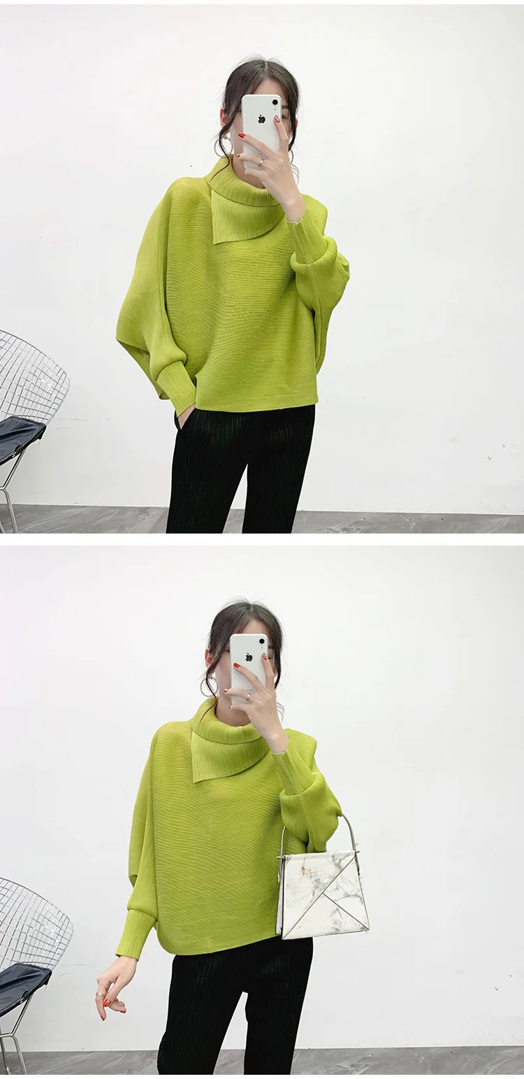LANMREM New Scarf Collar Batwing Sleeves Pullover Twice Pleated Thickness Loose Autumn And Winter Sweatshirt WJ74304