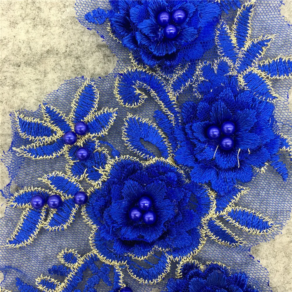 Синяя вышивка кружевной воротник украшение искусственное кружево искусственная