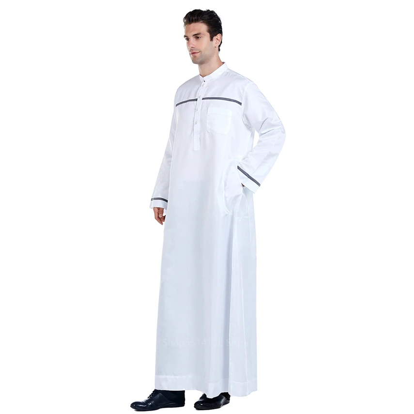 Повседневная мужская абайя Jubba Thobe из Саудовской Аравии мусульманская одежда с