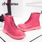 Женские ботинки, осенне-зимние ботинки на плоской подошве в британском стиле для верховой езды, женские кожаные ботильоны средней длины, женские мотоциклетные ботинки