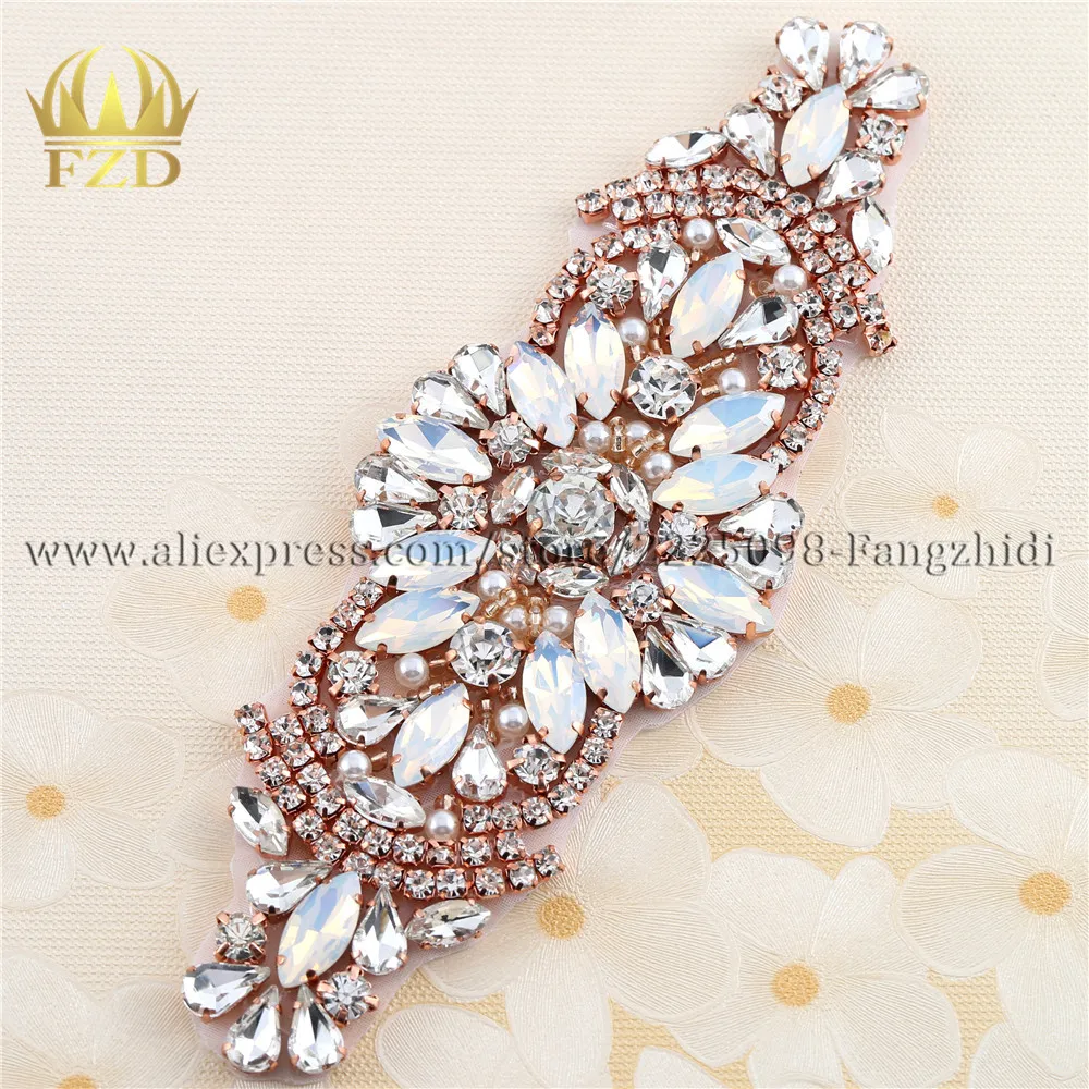 FZD 1 штука ручной работы горячей фиксации розовое золото стразы аппликация