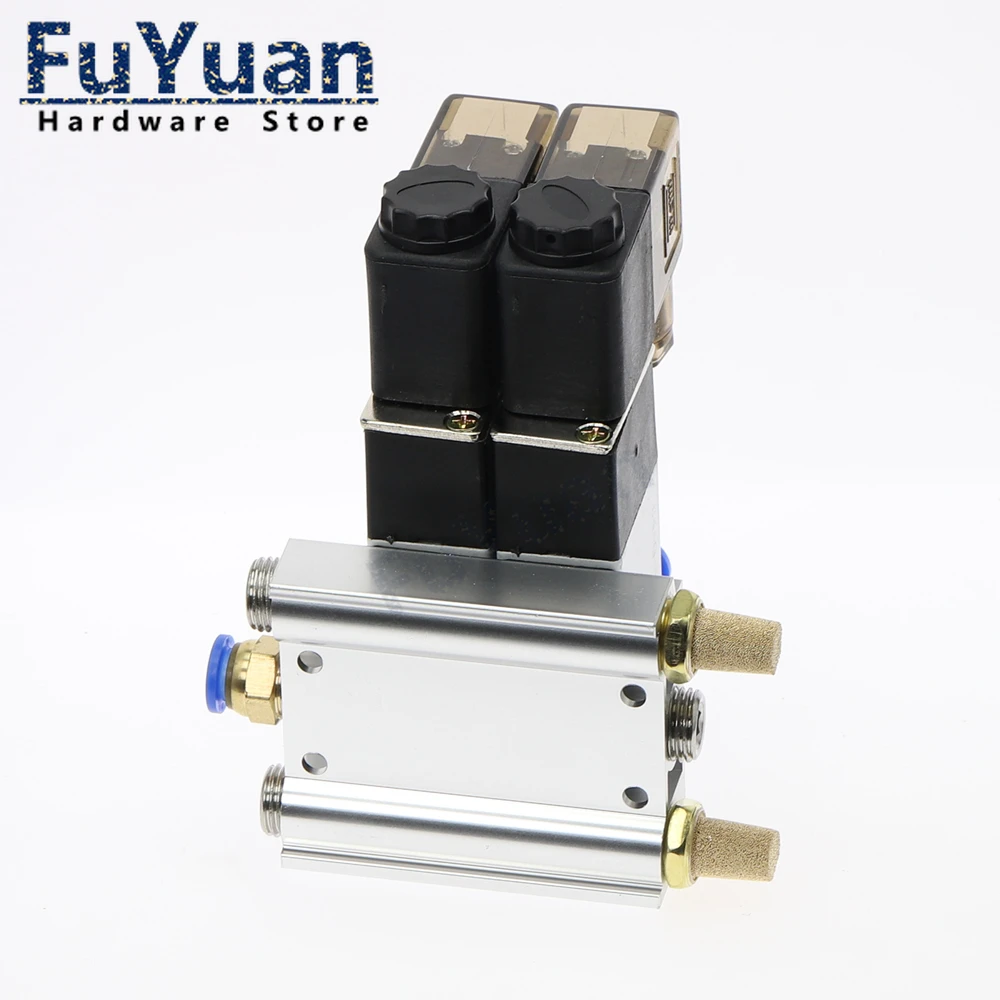 4V210 08 DC24V 2 позиции 10 Way Quad Соленоидный клапан алюминиевое основание фитинг