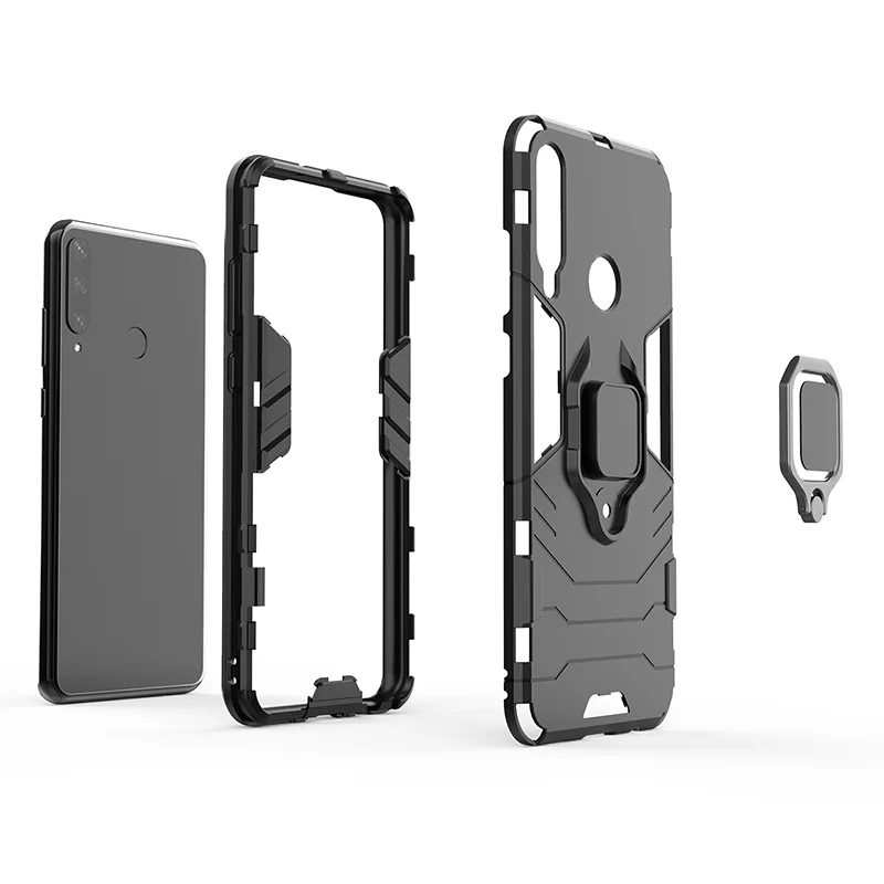Флип чехол для Huawei Y6p защитный из поликарбоната с кольцом держателем подставкой