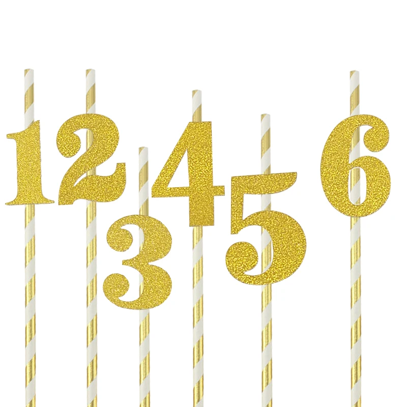 Chicinlife 10 шт. От 1 до 6 лет бумажные трубочки в полоску День рождения Baby Shower для