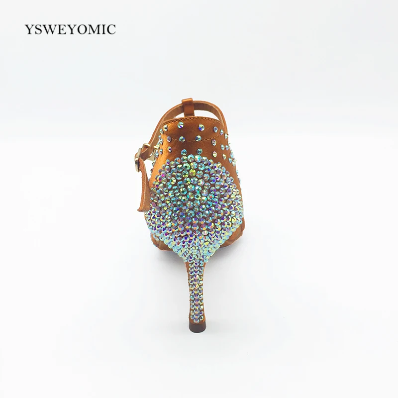 Латинской Танцы обувь Для женщин мягкая подошва загар Цвет 8 5 см тонкий высокий