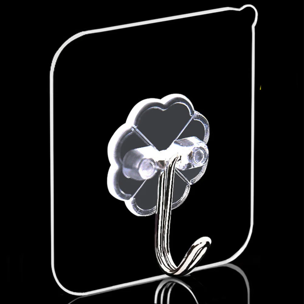 

8 Pcs Wall Hooks Transparent Reusable Seamless Hooks Waterproof Self Adhesive Hooks for Home Bathroom Kitchen (Random Style)