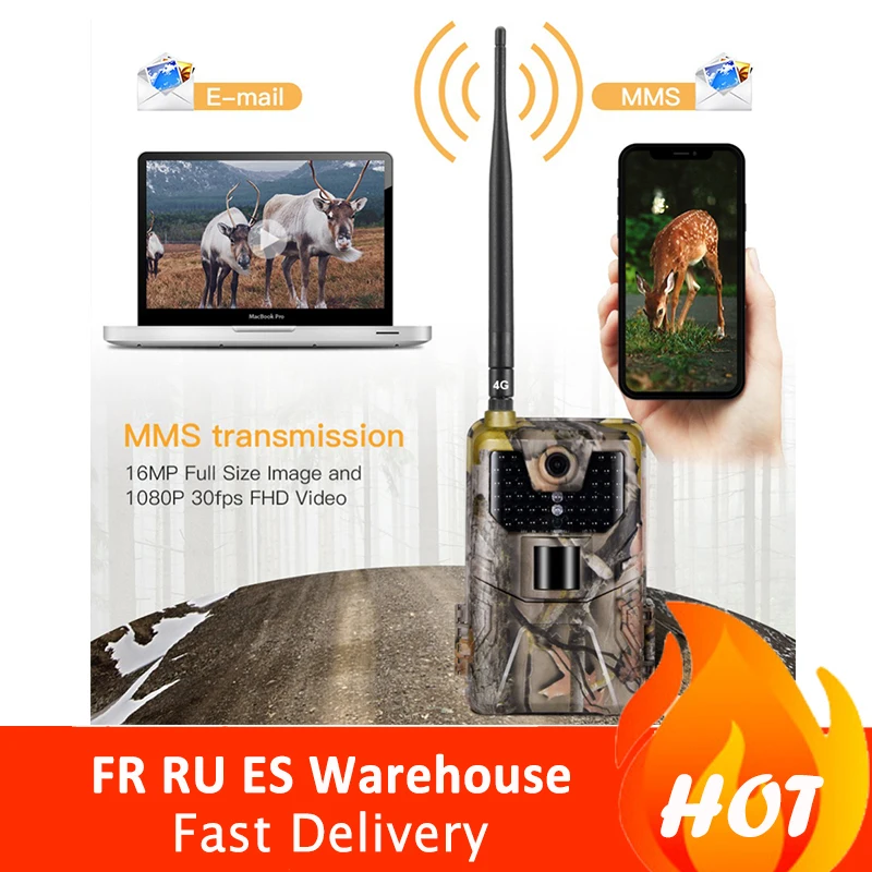 HC-900LTE 4G охотничья камера 16MP Trail камера 940nm фото ловушки 0,3 s MMS/SMS/SMTP/FTP Дикая камера 44LED