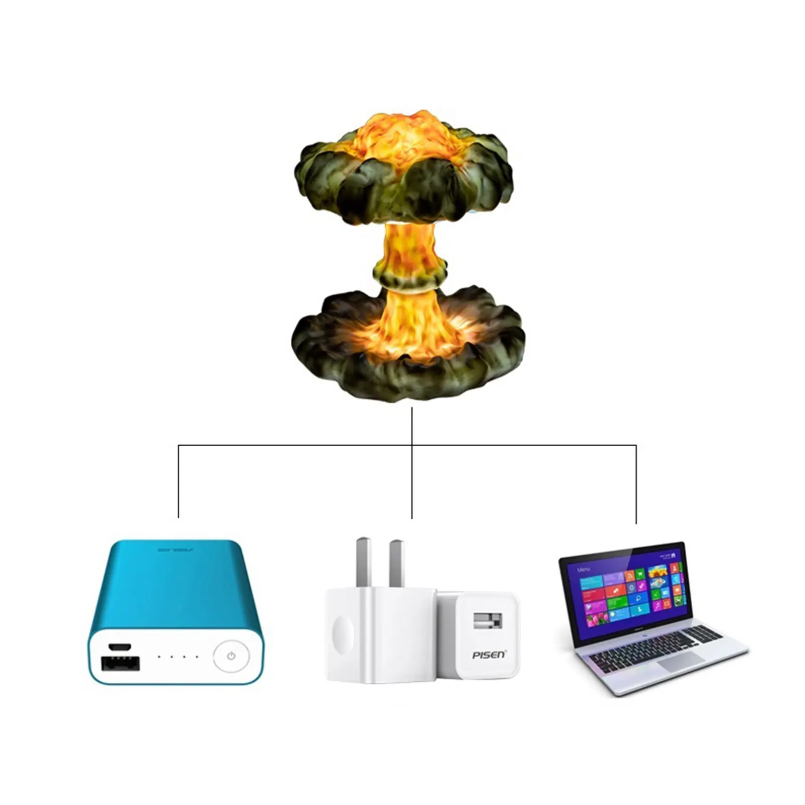 

3D Mushroom Cloud Explosion Lamp LED Creative NightLight Table Lamp Nuclear Explosion Light USB Led Light Home Decoration