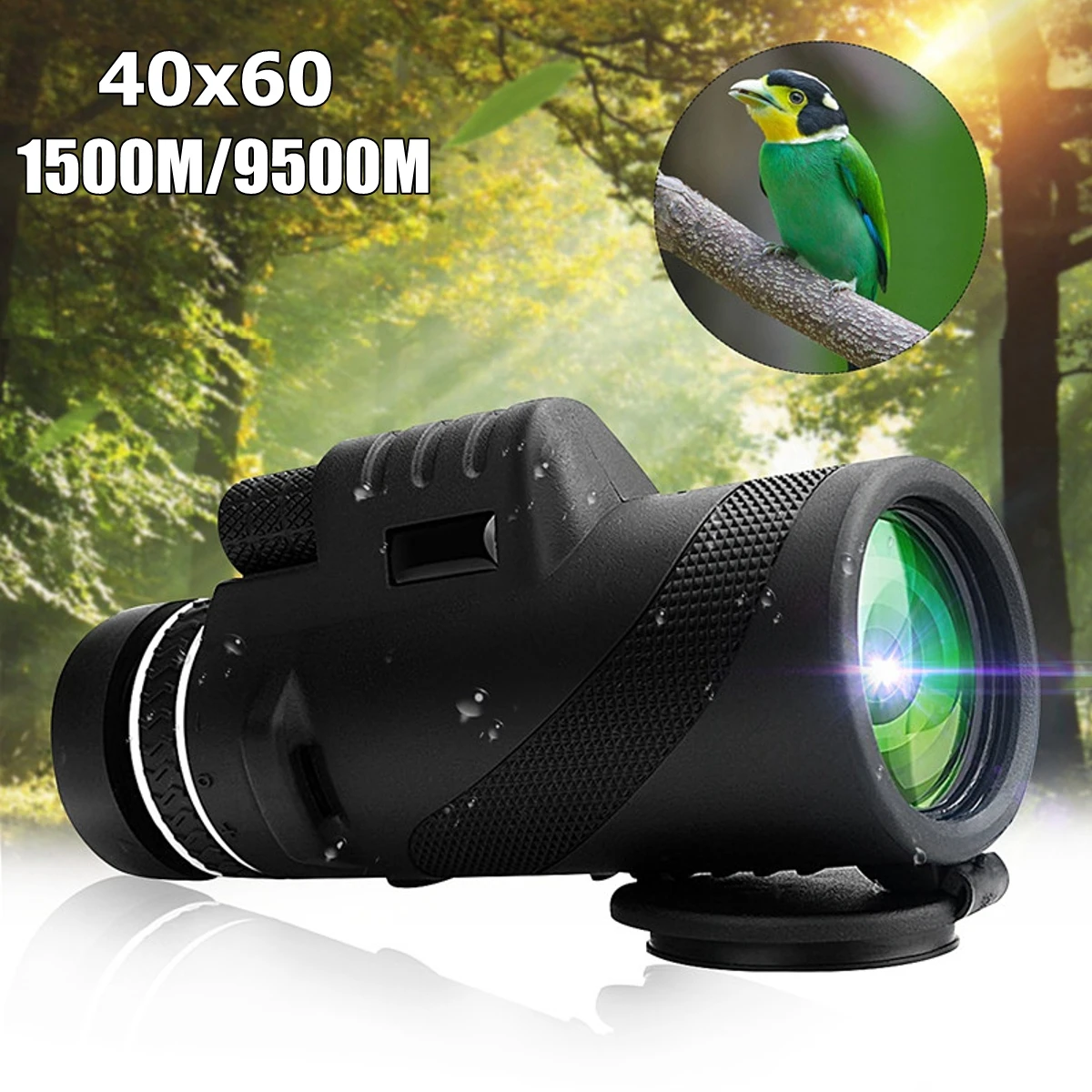 

40X60 HD Optics Zoom Monocular Telescope Waterproof Super Clear Day & Night Vision Dual-Focus for Outdoor Hunting