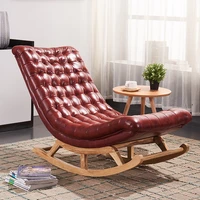 modern design rocking lounge chair for living room bedroom furniture rocker chair wleather cushion wood comfortable relax chair