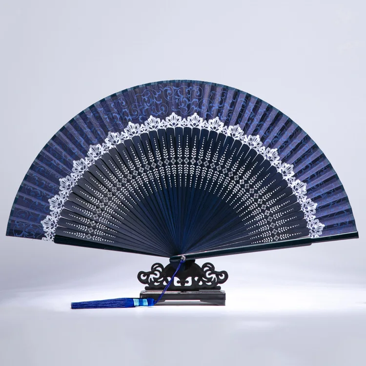 

Chinese-Style Lace Portable Silk Fan Japanese-Style Folding Fan Bamboo Craft Fan Antique Small Gift Fan Female