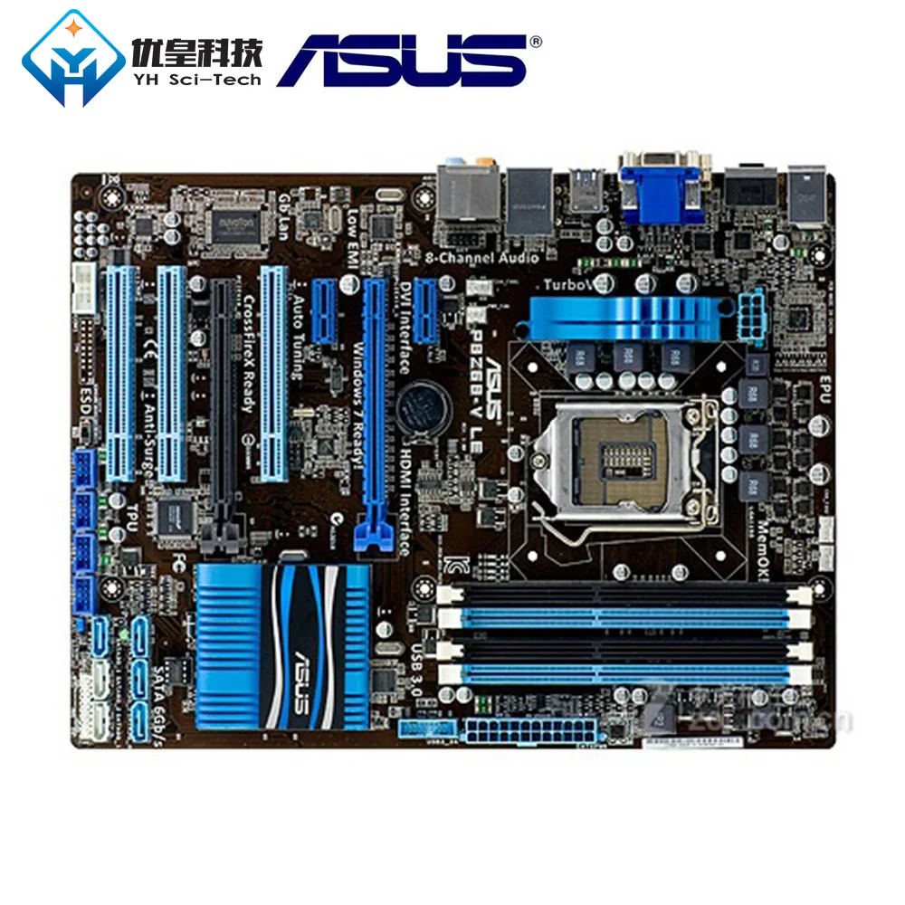Оригинальная б/у настольная Материнская плата Intel Z68 Asus P8Z68-V LE Socket LGA 1155 Core i7/Core i5/Core i3 DDR3 32G ATX