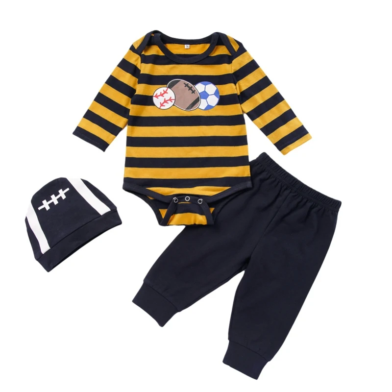 Комплект одежды для малышей из 3 предметов топы с рисунками новорожденных