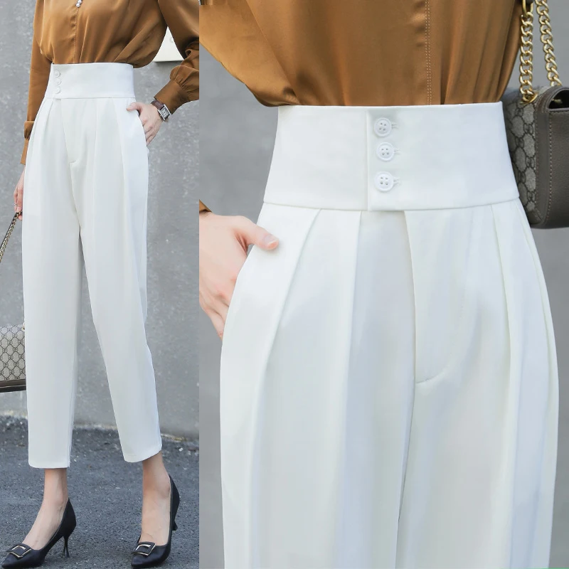 Брюки-султанки женские свободного покроя Костюмные брюки с морковкой белые