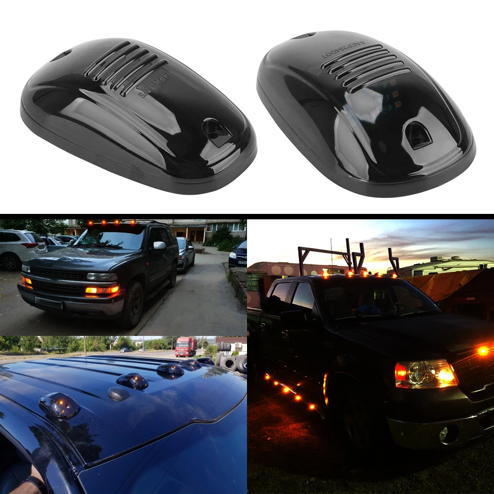 

5pcs Car Cab Roof Marker Lights Car Light Roof Lamps Doom Lights For Truck SUV DC 12V/24V 9LED Black Smoked Lens Lamps
