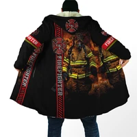 winter men for women hooded cloak brave firefighter cloak 3d over printed cloak fleece wind breaker warm hood cloak