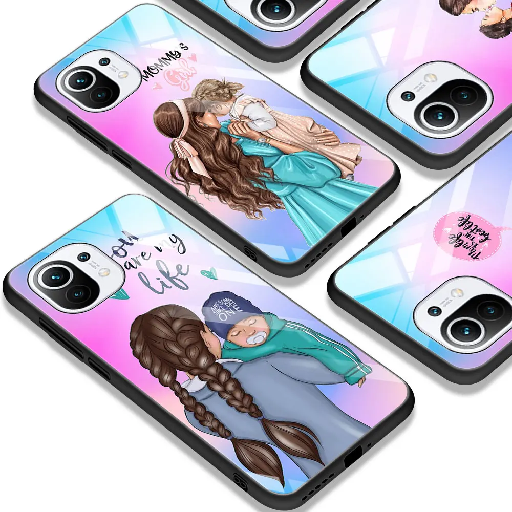 

Super Mom Cute Baby Glass Case For Xiaomi Mi 10T Pro 11 Lite 5G 9T Ntoe 10 CC9E CC9 Poco X3 NFC M2 F2 Pro F3 Cell Phone Cover