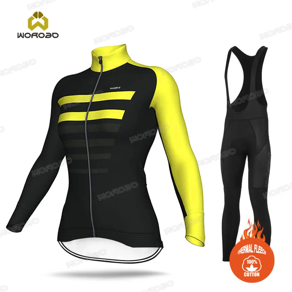 

Женский трикотажный костюм для велоспорта, на флисе, с длинным рукавом
