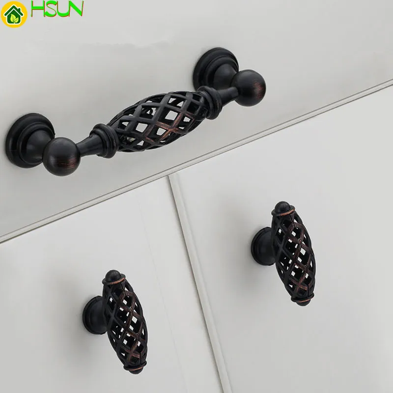 Черные ручки для шкафа из цинкового сплава мебельные птичьей клетки ящика
