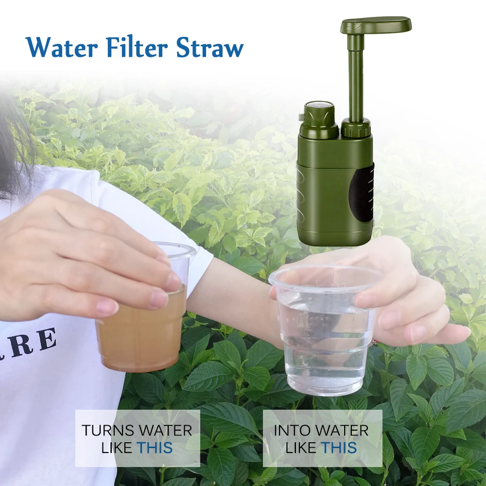

Outdoor Water Filter Straw Water Filtration System Water Purifier for Family Preparedness Emergency Camping Hiking Equipment