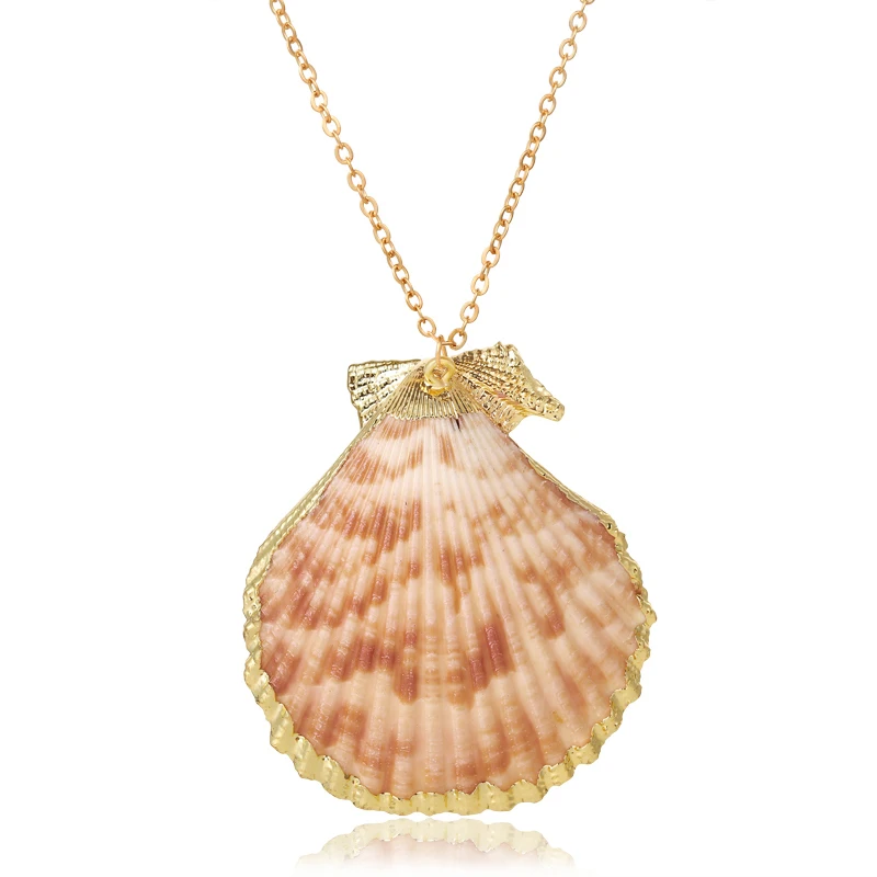 

Gold Boho Alloy Cowrie Shell Necklace for Women Bohemian Conch Chain Pendant Necklace Summer Jewelry Starfish Collar