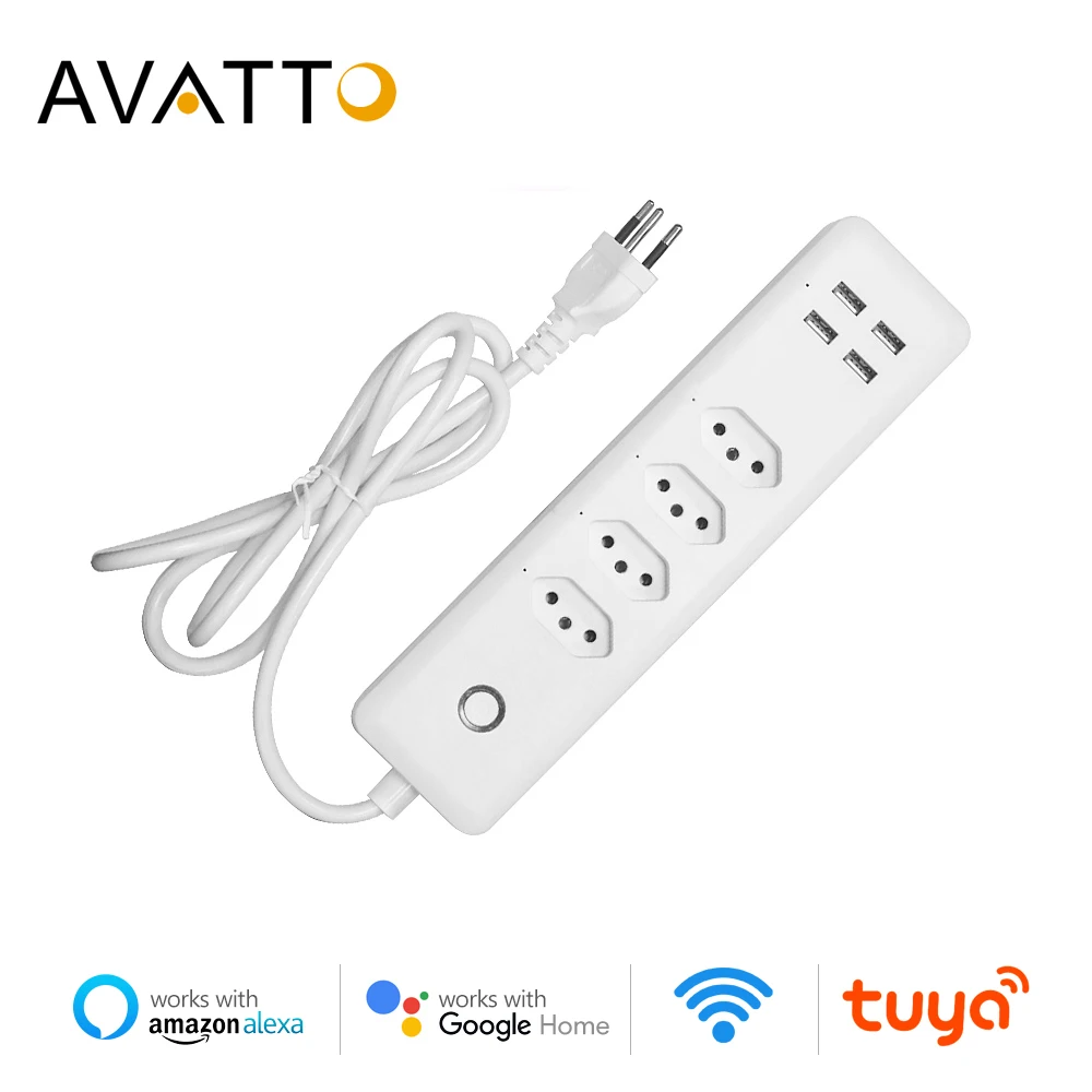 Смарт-удлинитель AVATTO Tuya с Wi-Fi 4 розетки 4usb-порта | Обустройство дома