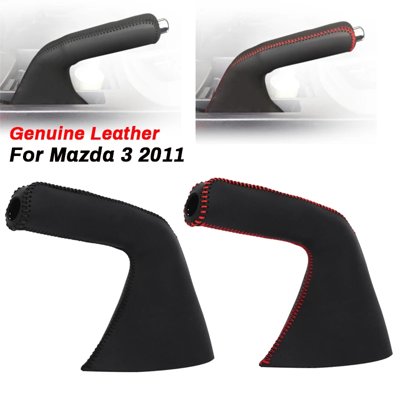 Car Handbrake Grips Covers For Mazda 3 2011 Genuine Leather Auto Hand Brake Cover Handle Sleeve Protector Car Interior Accessory