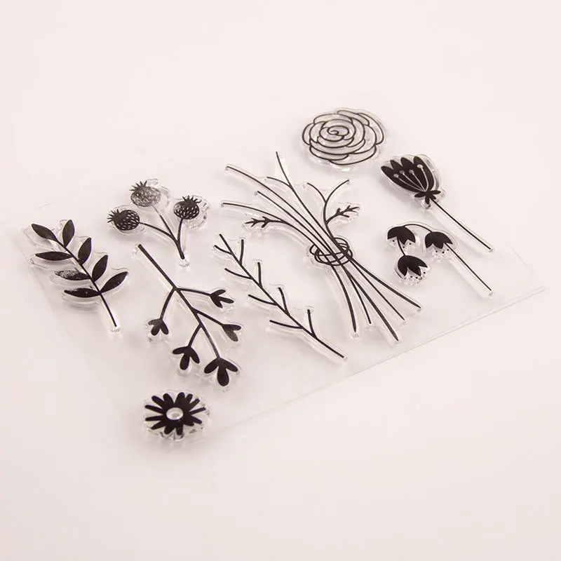 Трава цветы Искусственная резина штамп лист для скрапбукинга фотоальбома