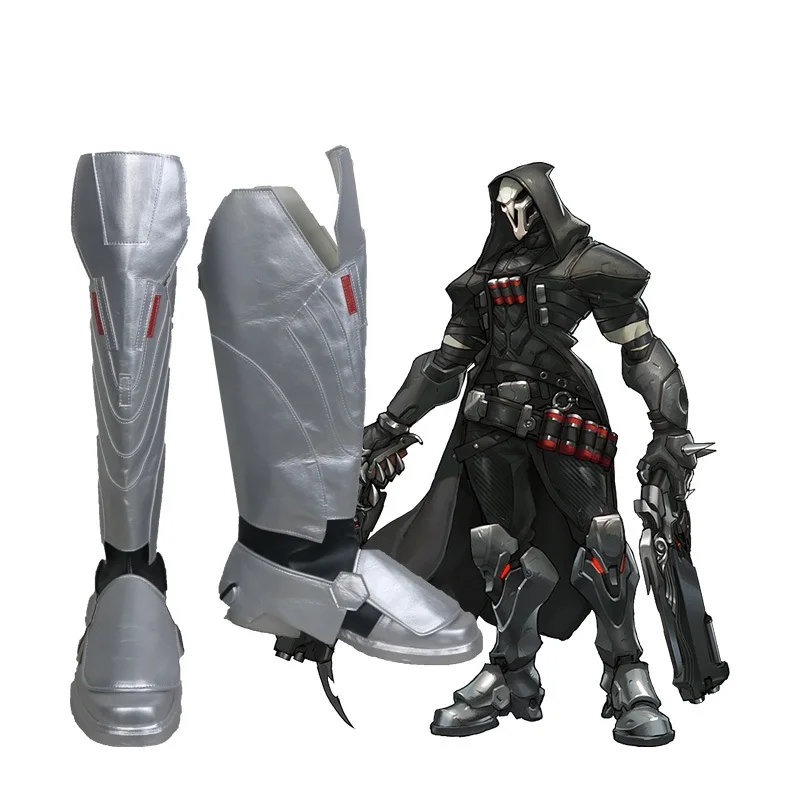 Горячая Распродажа игры OW Reaper Cos серебряные Ботинки стильные Косплэй обувь