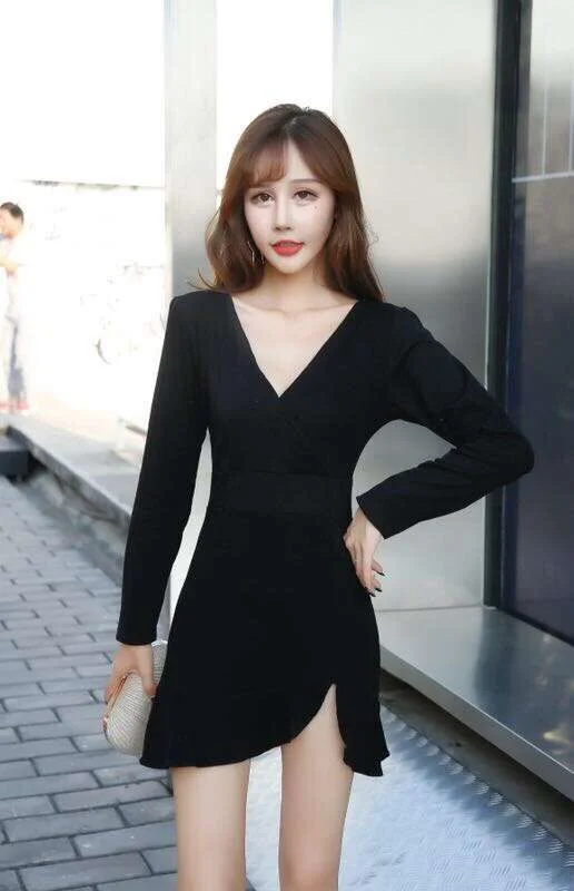 Женская одежда для ранней осени Новое Сексуальное Платье-Русалка с V-образным