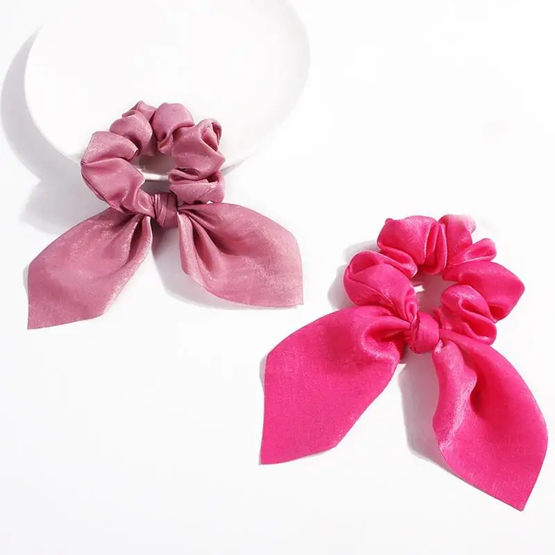 Элегантные атласные резинки для волос цветные завязываемые в виде кроличьих