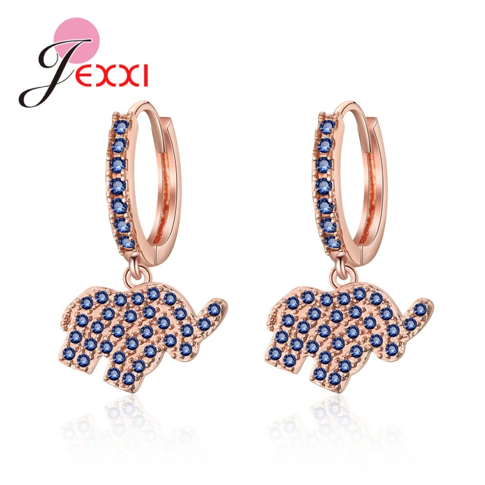 Блестящие Изящные серьги с кристаллами для женщин милый слон AAA + Фианит розовое