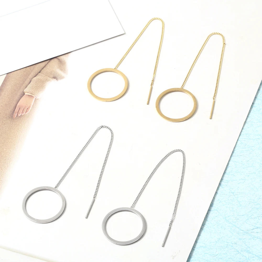 Корейские серьги из нержавеющей стали для женщин кресты длинные цепочки