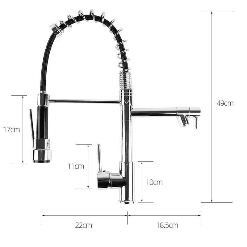

360 Degree Double Outlet Hot And Cold Spring Faucet Silver (black Outlet Pipe) HWC