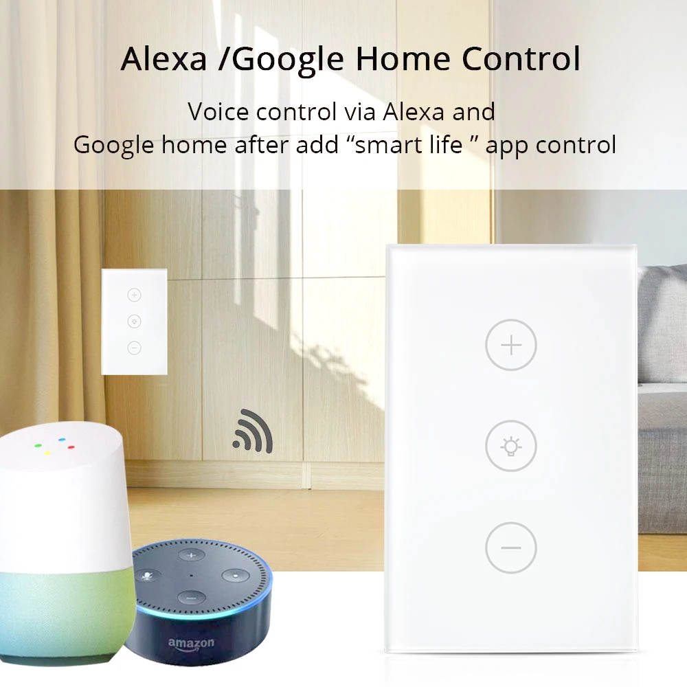 Zemismart US Dimmer Swith сенсорный выключатель работает с Alexa Google Home поддержка таймера