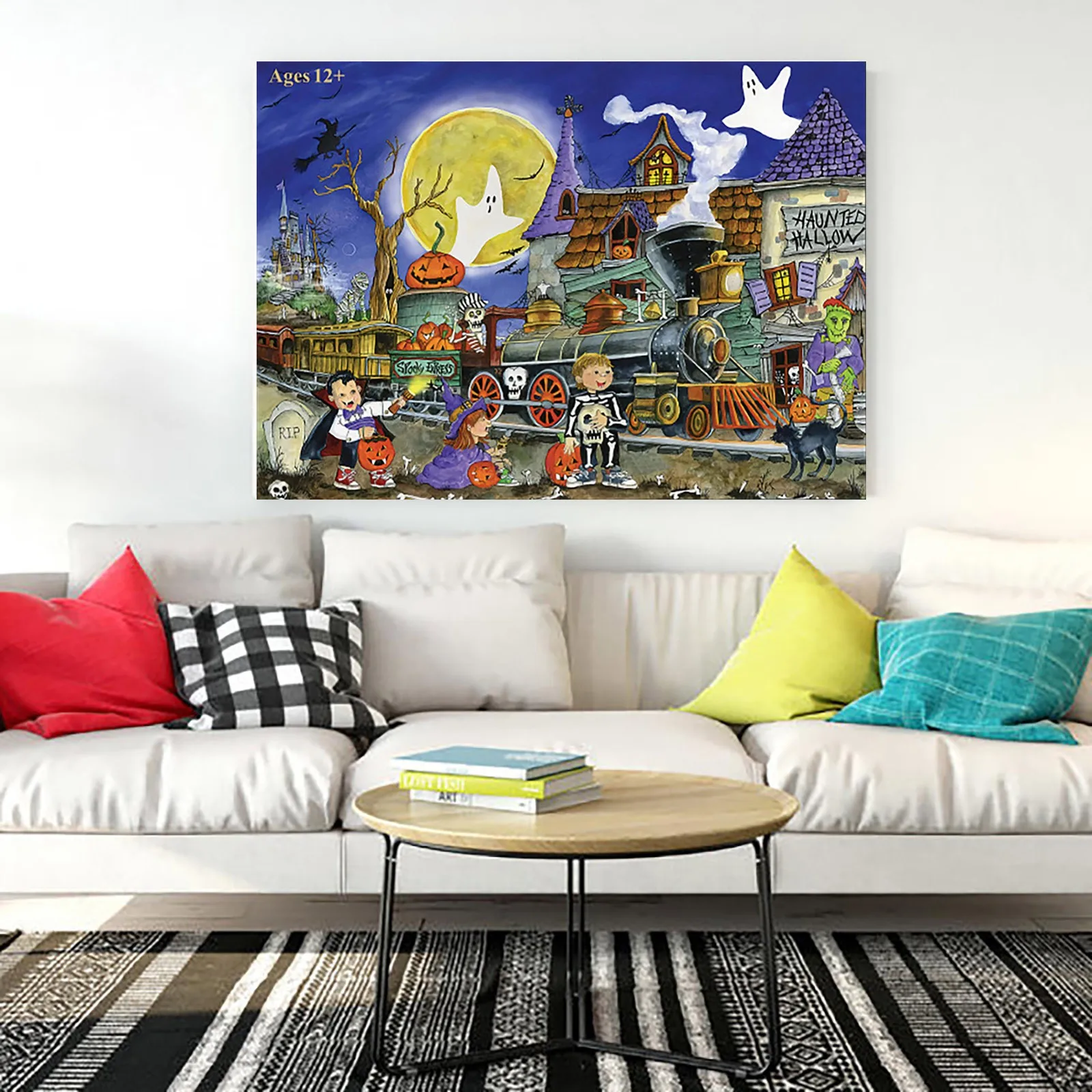 

Ghost Festival Dress Up Glowing Wizard Adults Puzzles 500 Piece Halloween Puzzle Game Interesting Toys 27.5x19.6 Inch