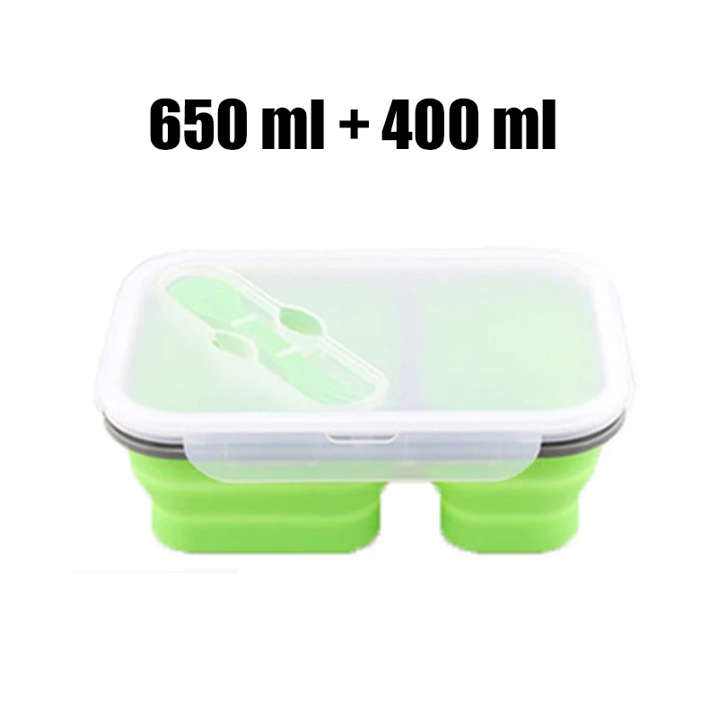 H Двойной сетчатый Силиконовый складной квадратный Bento Box Складной Портативный Ланч-бокс для еды столовая посуда контейнер для продуктов миска для студентов - Цвет: H