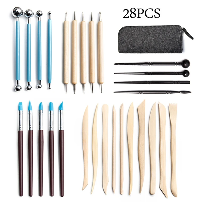 

28 шт./компл. ручная работа, керамическая глина, инструменты для керамики, моделирование, деревянный резной нож, набор для рукоделия
