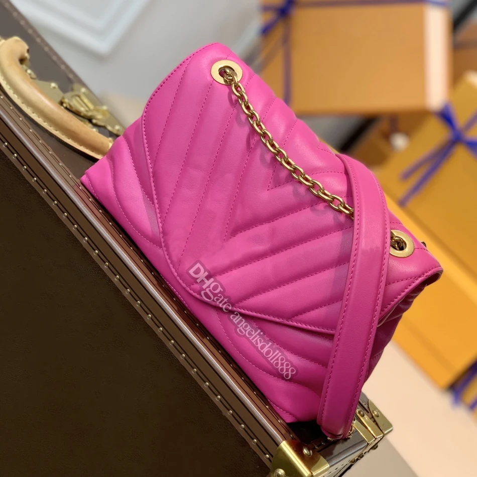 

Shoulder Bags For Women Top 7A Quality Genuine Leather Cowhide Pink Designer Handbag Branded Envelope Bag Wave Messenger Bag
