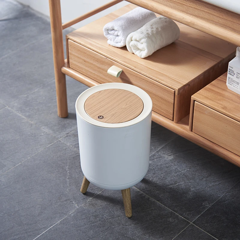 

Creative Small Trash Can White Plastic Luxury Toilet Trash Bin Cover Living Room Home Cubo Basura Kitchen Accessories DI50LJT