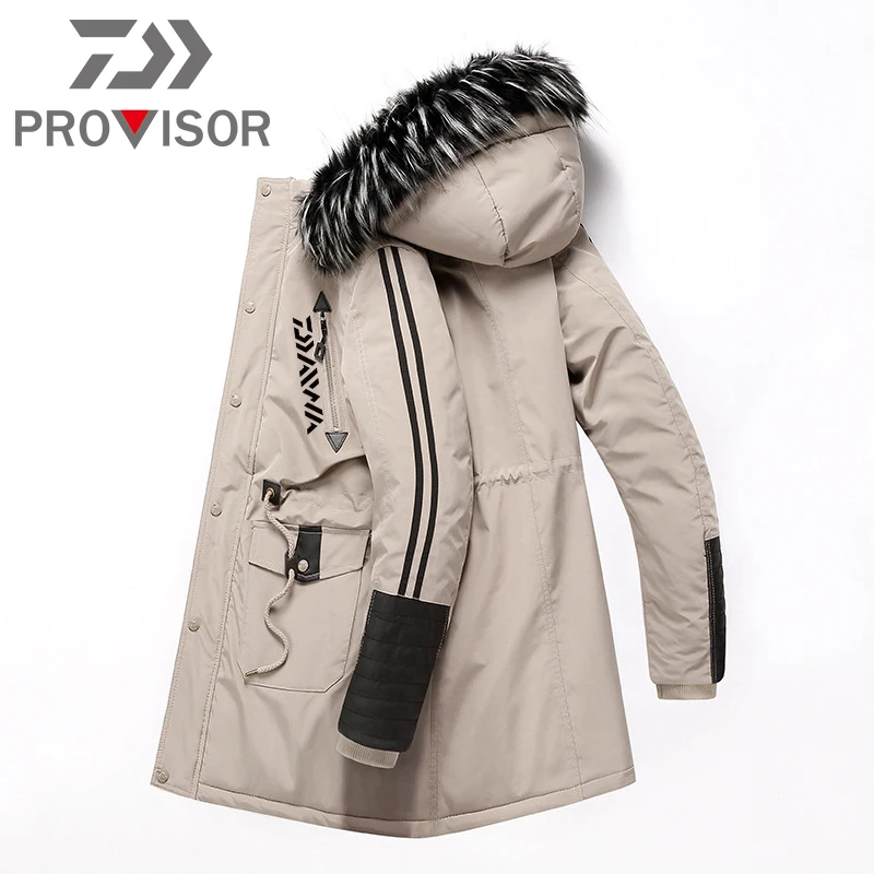 

DAIWA Fishing Clothing Autumn Winter Waterproof Warm Fishing Jackets Men Fleece Thick Outdoor Fur Collar Fishing Jackets