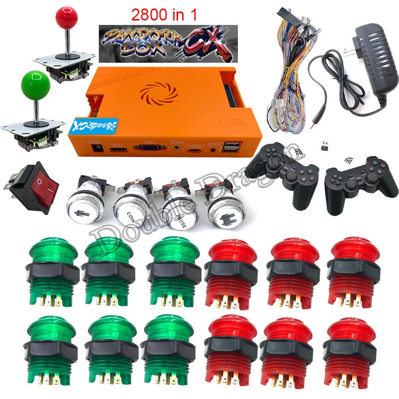 

New Pandora box CX 2800 in 1 original joystick led buttons 3D games handle power DIY kit suppot 2 Player can add games