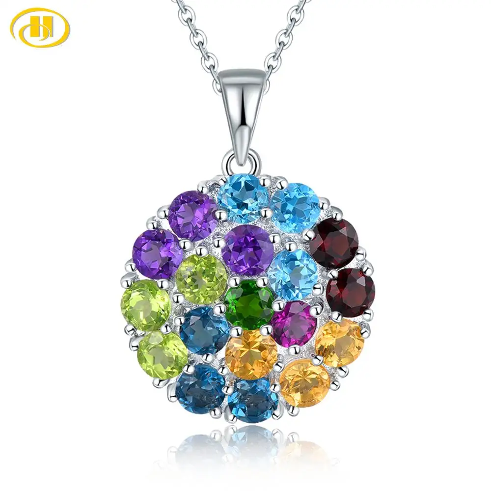 Hutang Mulit драгоценный камень твердая искусственная серебряная подвеска