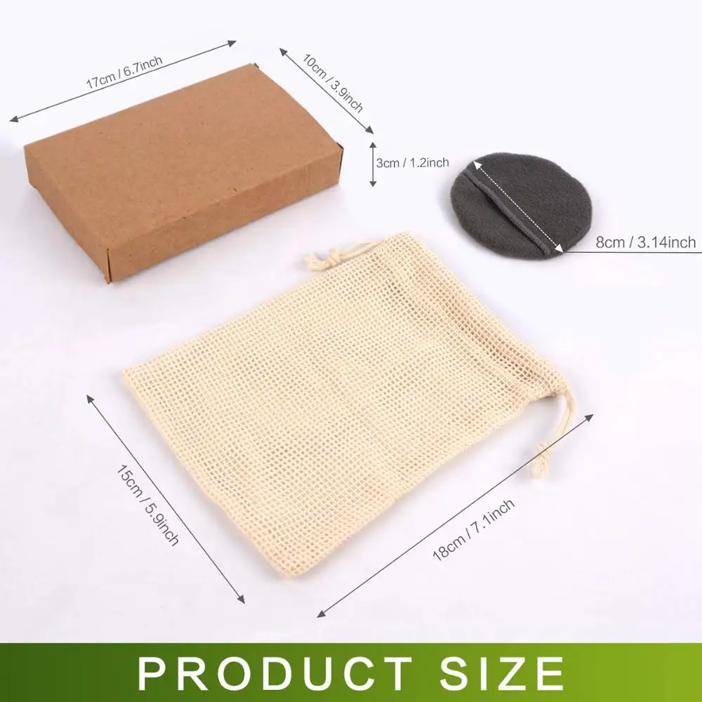Многоразовые бамбуковые хлопковые вкладыши для снятия макияжа 14/20 упаковок