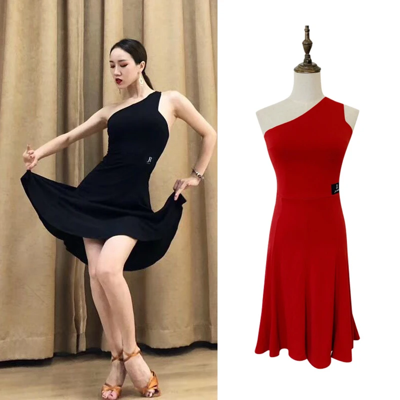 Женское платье для латиноамериканских танцев черное сексуальное соревнований